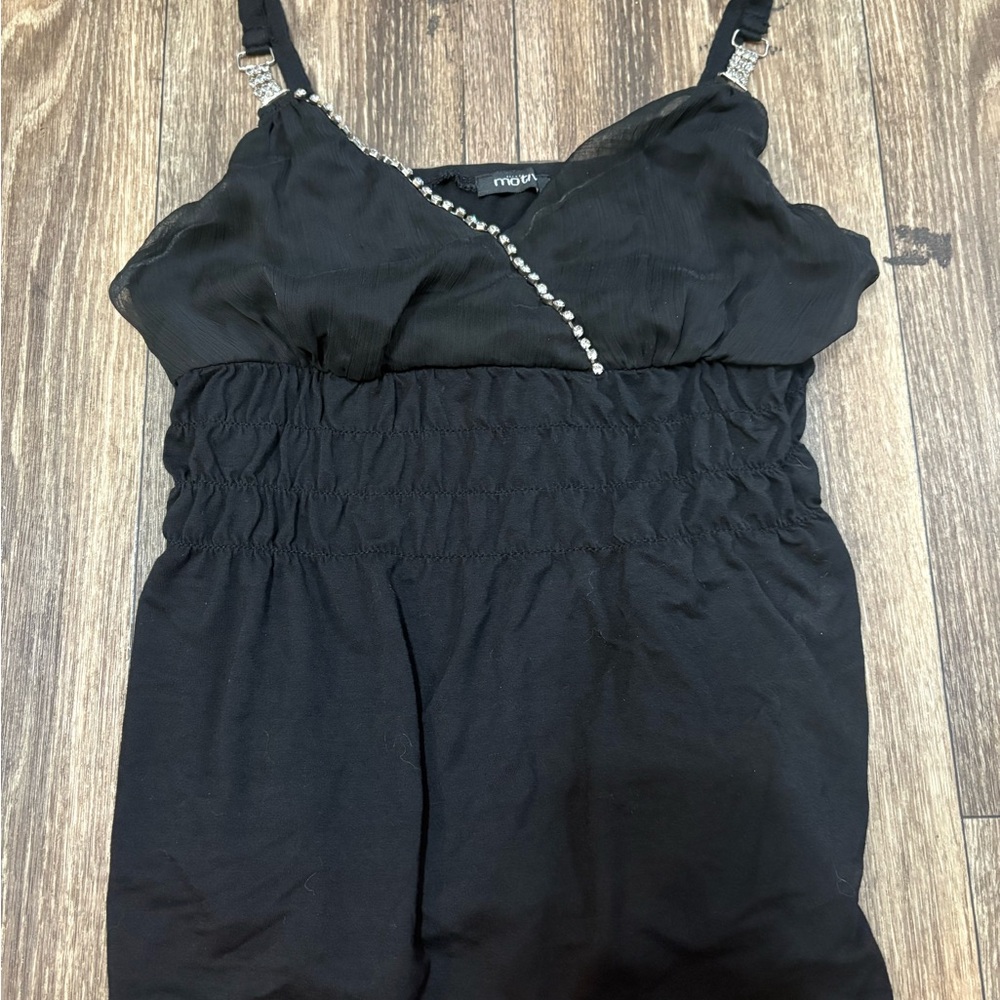 Motivi Black Camisole with Embellished Straps